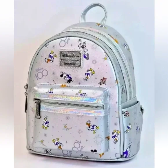 Disney 100th Anniversary Platinum Mickey & Friends Loungefly Backpack. NWT Loungefly Disney100 Mickey Mouse Platinum Mini Backpack  main image 3